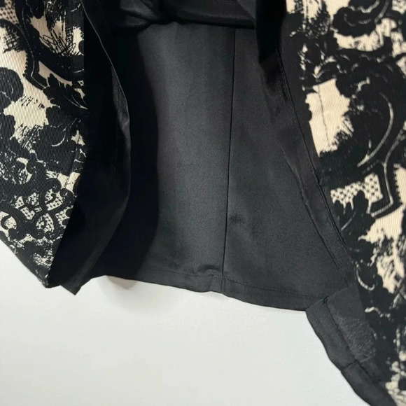 Miss Wu Silk Blend Navy Blue Black Off White Lace Print Short Sleeve Mini Dress - Picture 11 of 15